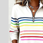 Celine™ | Colorful Striped Quarter-Zip Sweatshirt
