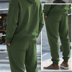 KZZ Two-piece men's solid color hooded sweatshirt and drawstring pants set