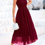 Square Neck Sleeveless Ruffle Tiered Midi Dress