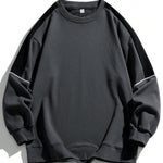 KZZ Men's Colorblock Contrast Binding Drop Shoulder Sweatshirt