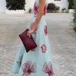 Crewneck Sleeveless Floral Print Maxi Dress