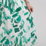 Candlia | Puff Sleeve V Neck Abstract Print Midi Dress