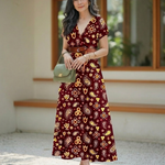 Lyra | Elegant Floral V-Neck Midi Dress