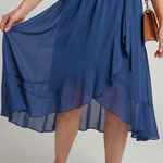 Keziah | Short Sleeve Wrap Soft Flowing Hem Midi Dress