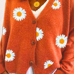Margovil V Neck Button Up Daisy Embroidery Sweater Cardigan