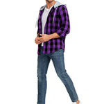 KZZ Plaid Patchwork Button Front Hooded Jacket