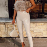 Stretchy Shiny Faux Leather Legging Pants