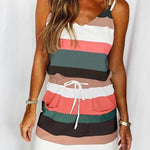 Margovil Tie Shoulder Striped Color Block Cami Dress with Pockets