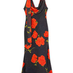 Margovil Cowl Neck Backless Floral Print Maxi Dress with Scarf