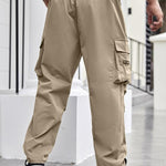 KZZ Men's Regular Fit Solid Flap Zipper Pocket Cargo Pants