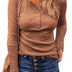 Margovil Suzanne Lace Splice Long Sleeve Blouses