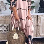 Loose round neck printed maxi dress
