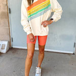 Apricot Rainbow Colorblock Pullover Sweatshirt