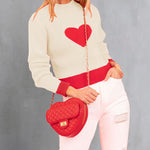 Heart Pattern Color Block Sweater