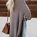 Knit Open-Front Split Cardigan