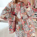 Printed Cotton Jacket + Vest + Skirt Set