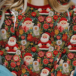 Printed Christmas Contrast Color Long Sleeve Pullover Sweatshirt