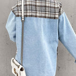 Plaid Patchwork Jackets Lapel Collar Spliced Button Down Pockets Overcoats