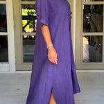 Classy Plain Half Sleeve Midi Dress
