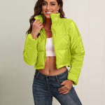 Short Puffer Jacket Stands Up Zipper Outerwear