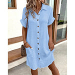 Emilia Weston | Cotton Linen Shirt Mini Dress For Women