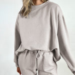 Nadorine Casual Two Piece Set Dropped Shoulder Top and Pants Set