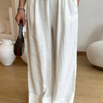 Casual Solid Color Cotton Linen Vest & Lace-Up Pants Two-Piece Set