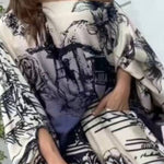 Off-the-shoulder batwing sleeve wide-leg pants suit