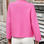 Nadorine Crewneck Knitted Sweater Solid Color Batwing Long Sleeve Pullover Jumper Top