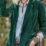 Solid Velvet One Button Long Sleeve Blazer