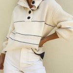 Loose Striped Turtleneck Sweater