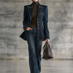 Fashion Retro Topstitched Navy Blue Denim Jacket