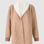 Fleece Long Sleeve Warm Teddy Coat Lapel Cardigan With Pocket