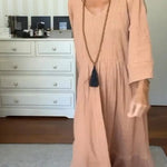 Women Solid Color V Neck Comfy Maxi Dress