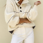 Loose Striped Turtleneck Sweater