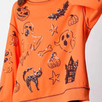 Halloween Graffiti Sequined Loose Casual Sweatshirt