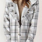 Fashion Plaid Long Sleeve Pocket Casual Hooded Jacket