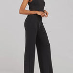 Nadorine Women's Adjustable Belt Overalls Rompers Sleeveless Wide Leg Jumpsuit