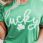 Nadorine Crewneck Short Sleeve Tees St Patricks Day Shamrock Print T Shirts