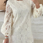 Love Note Lace Texture Fabric Balloon Sleeves Loose Mini Dress