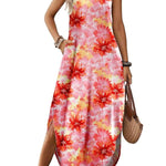 Casual V-neck halter slit bohemian beach resort maxi dress