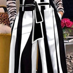 High Waisted Loose Striped Tied Waist Pants Trousers