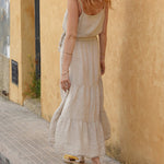 Suspender Dress Casual Vacation Style Splicing Design Sleeveless Long Dress