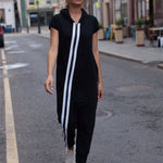 Fashion Stripes Zipper Hooded Jumpsuits