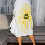 Half Sleeves Loose Buttoned Flower Print Lapel Mini Dresses Shirt Dress