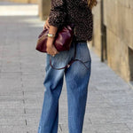 Vintage Leopard Print Hooded Zip-Up Jacket
