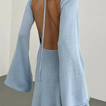 Nadorine Elegant Backless Lace-up Bell Sleeve Mini Dress for Women Casual Going Out Summer 2026