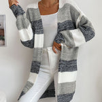 Striped Open-Front Longline Cardigan