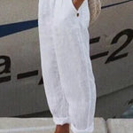 Nadorine Casual Baggy Elastic Waist Trouser Wide Leg Pant With Pocket
