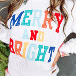 Merry And Bright Cable Knit Pullover Sweatshirt